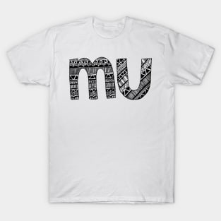 Mu Letter Doodle Pattern T-Shirt